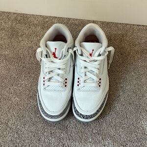 Nike Jordans, Men’s 4.5, Summit white/ fire red-black